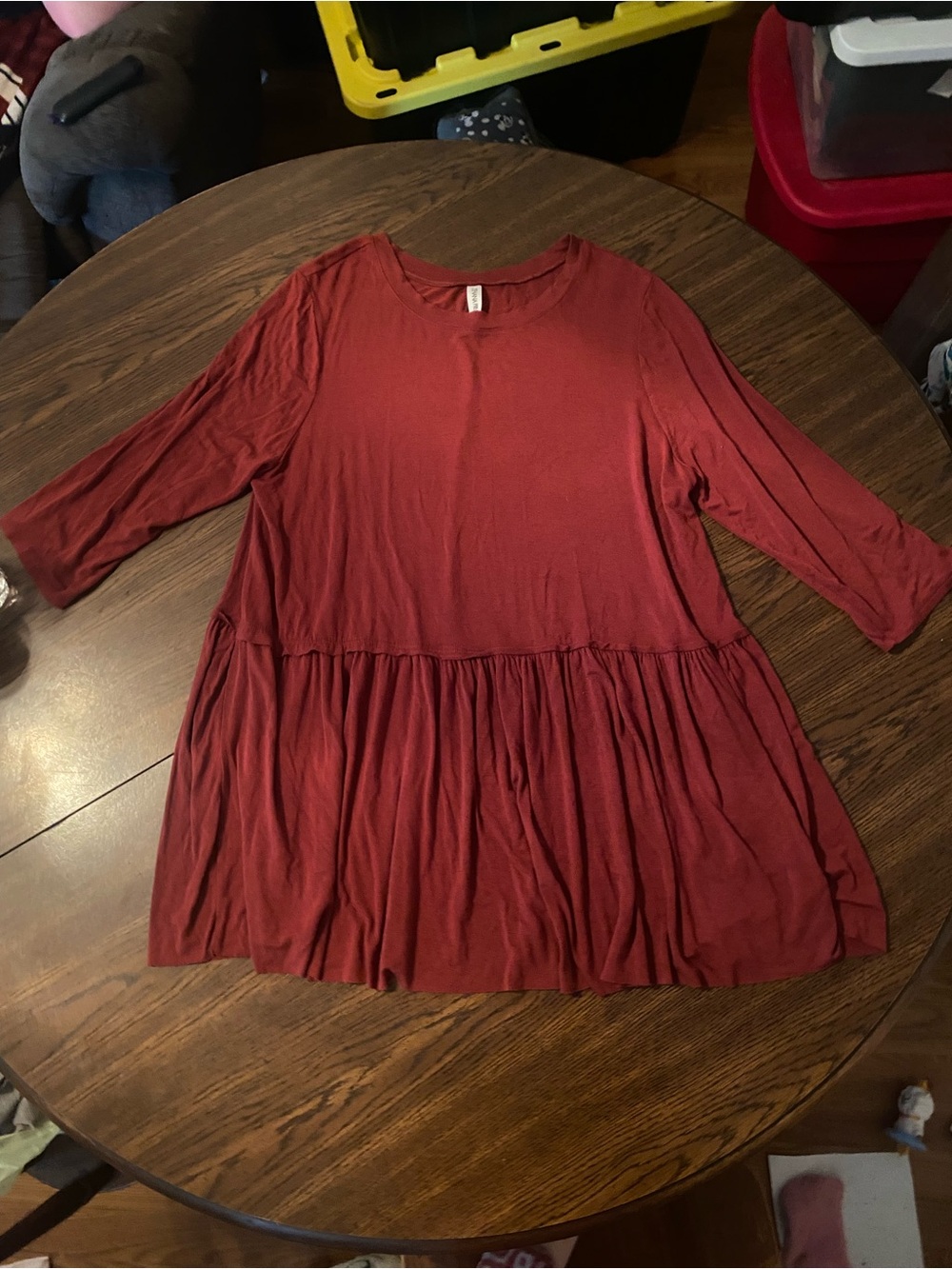 Zenana Outfitters Rust Red Tiered Tunic Top
